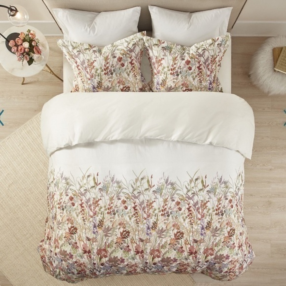 Madison Park Cotton Fiona Watercolor Floral Duvet Set